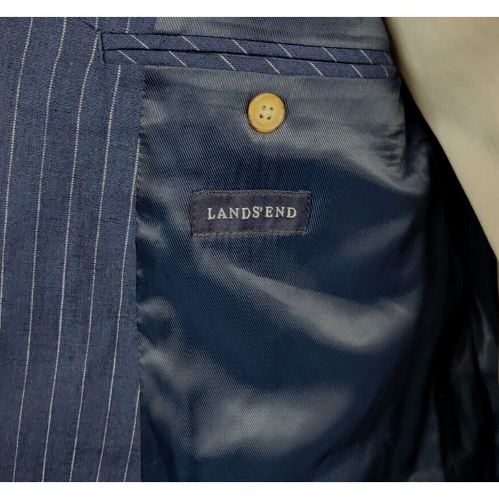 Lands End Mens Blue Linen Pinstripe Sport Coat‎ Jacket 44 - Picture 8 of 11